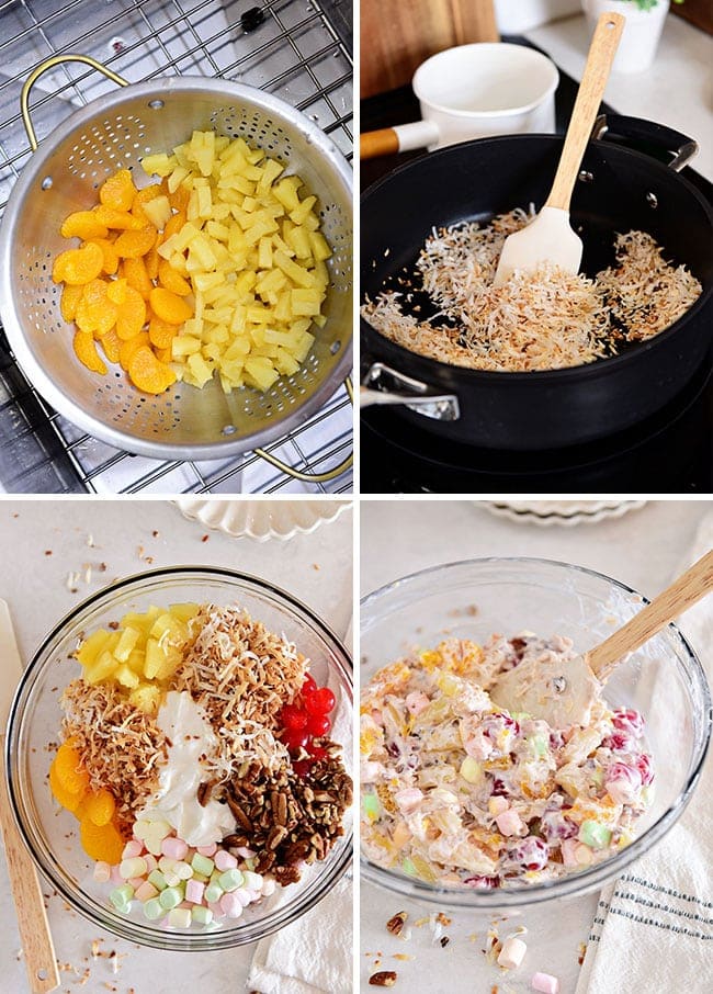 Ambrosia salad recipe how to picture collage