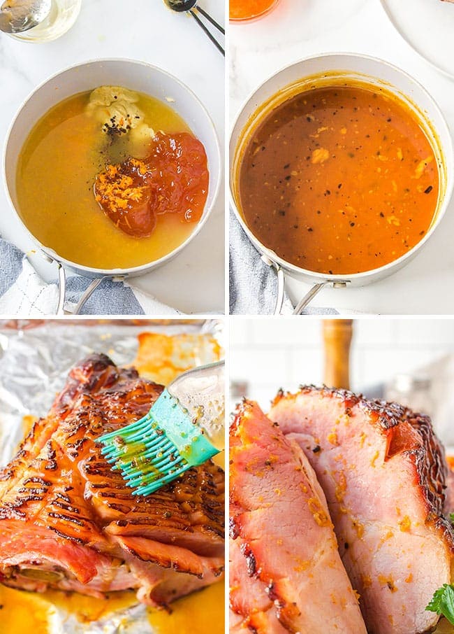 how to make apricot mustard glaze for ham photo collage