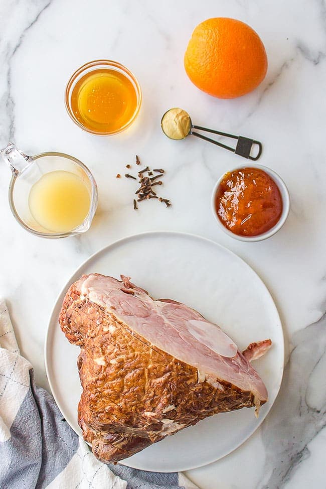 ingredients for honey glazed baked ham