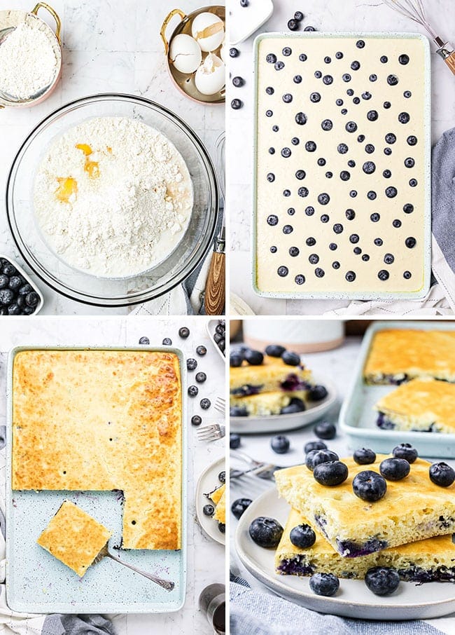 how to make easy sheet pan pancakes photo collage