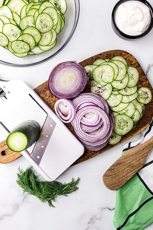 how to slice cucumbers evenly with a mandoline slicer