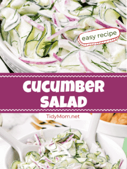 creamy cucumber dill salad photo collage