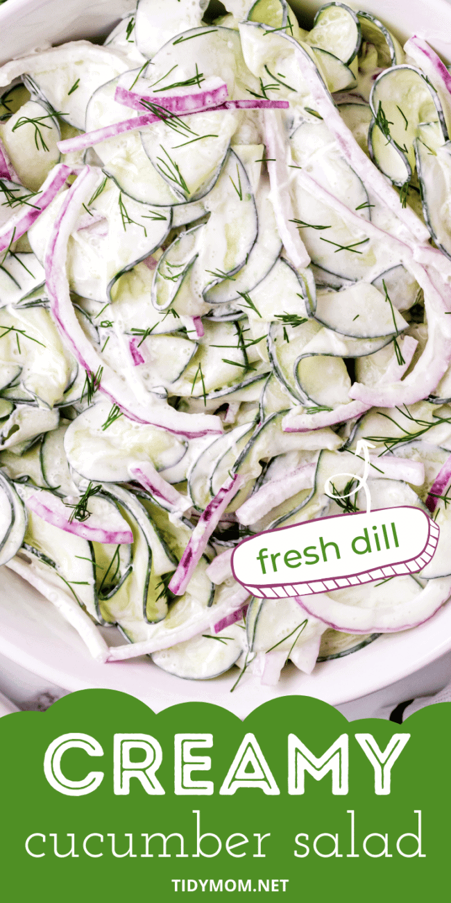 creamy cucumber dill salad close up