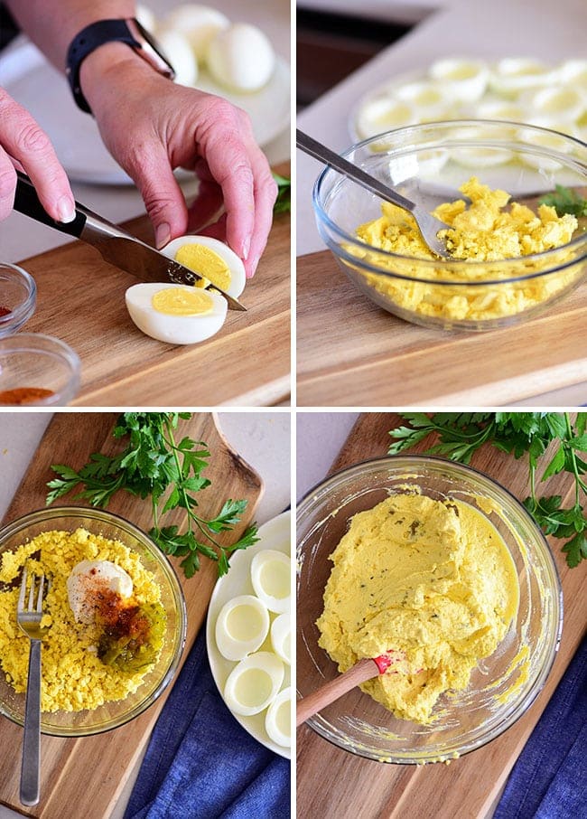 how to make simple deviled eggs photo collage