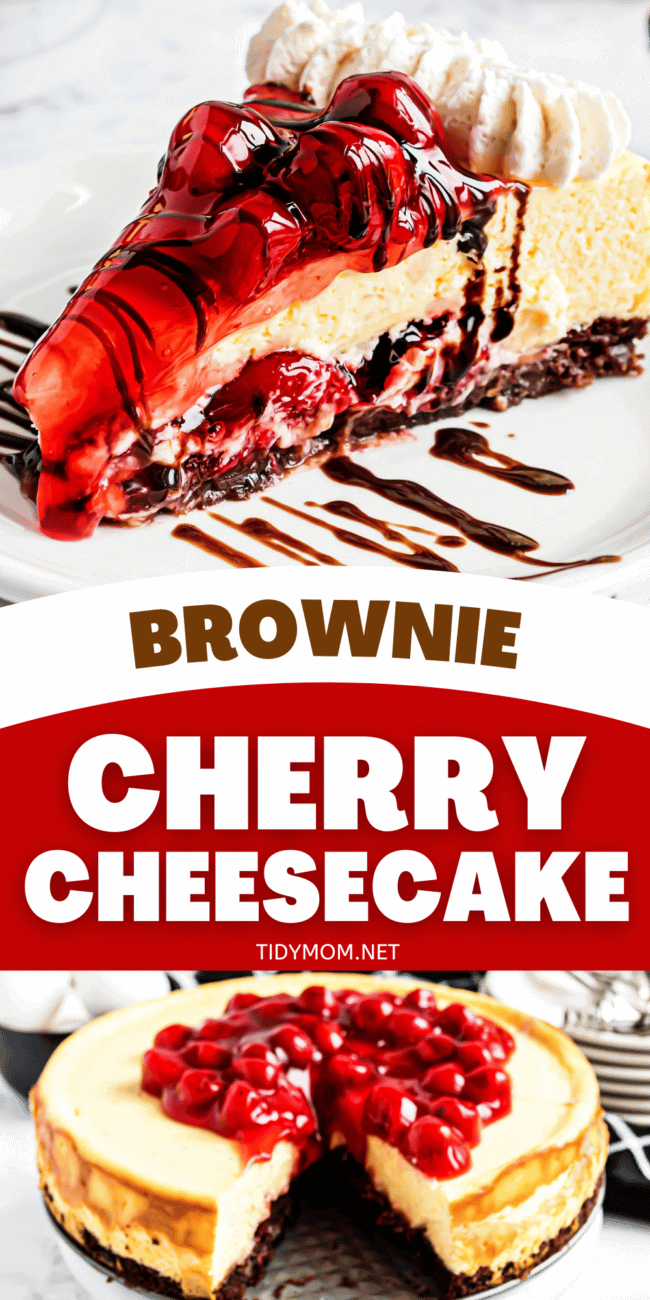 Brownie cherry cheesecake photo collage