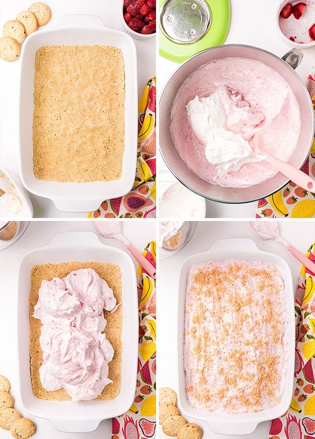 how to make Frozen Strawberry Dessert photo collage