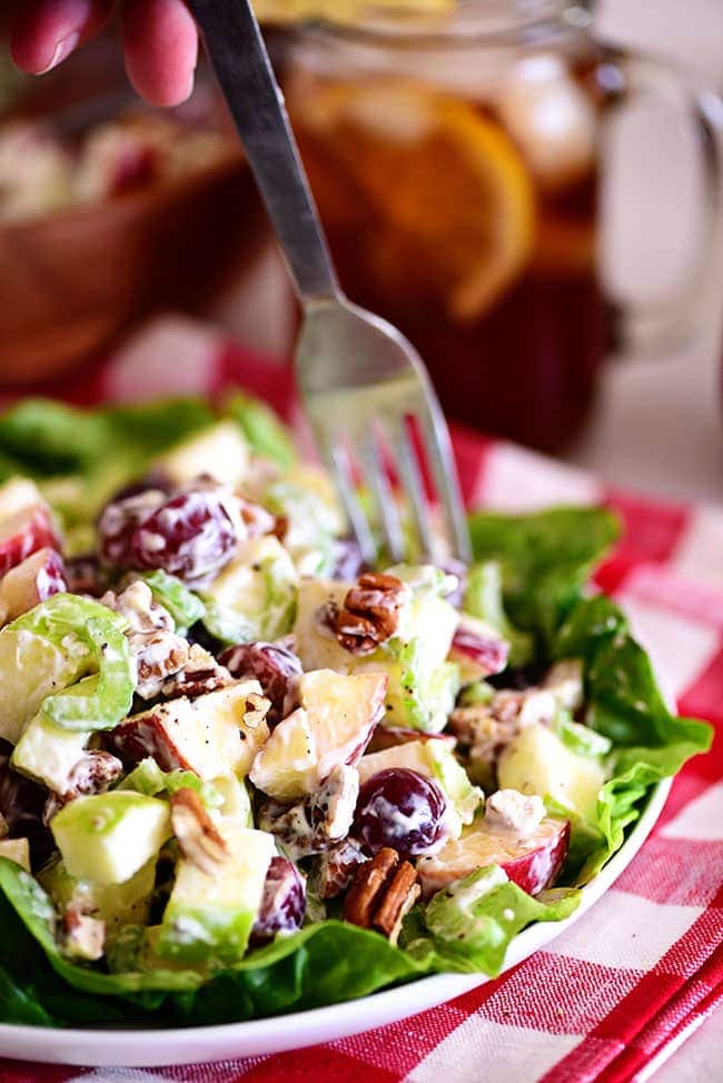 best Waldorf salad recipe on a plate