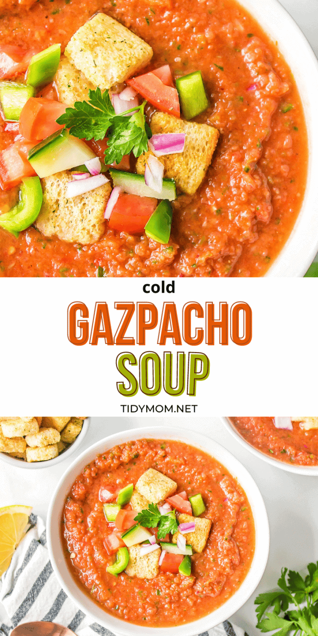 close up of gazpacho, a flavorful summer soup