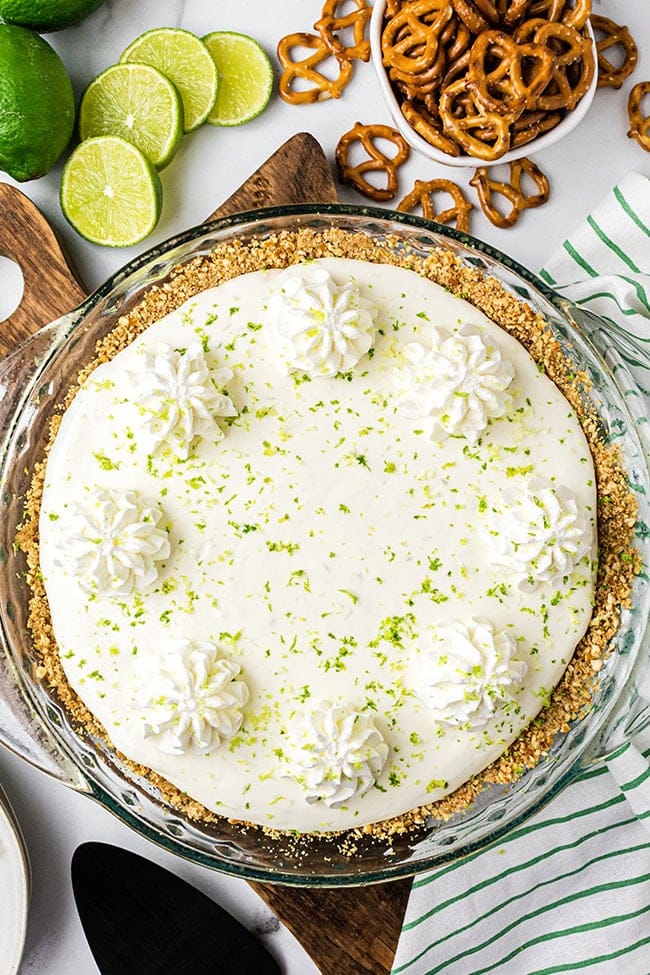 Whole Margarita Pie with whipped cream on top