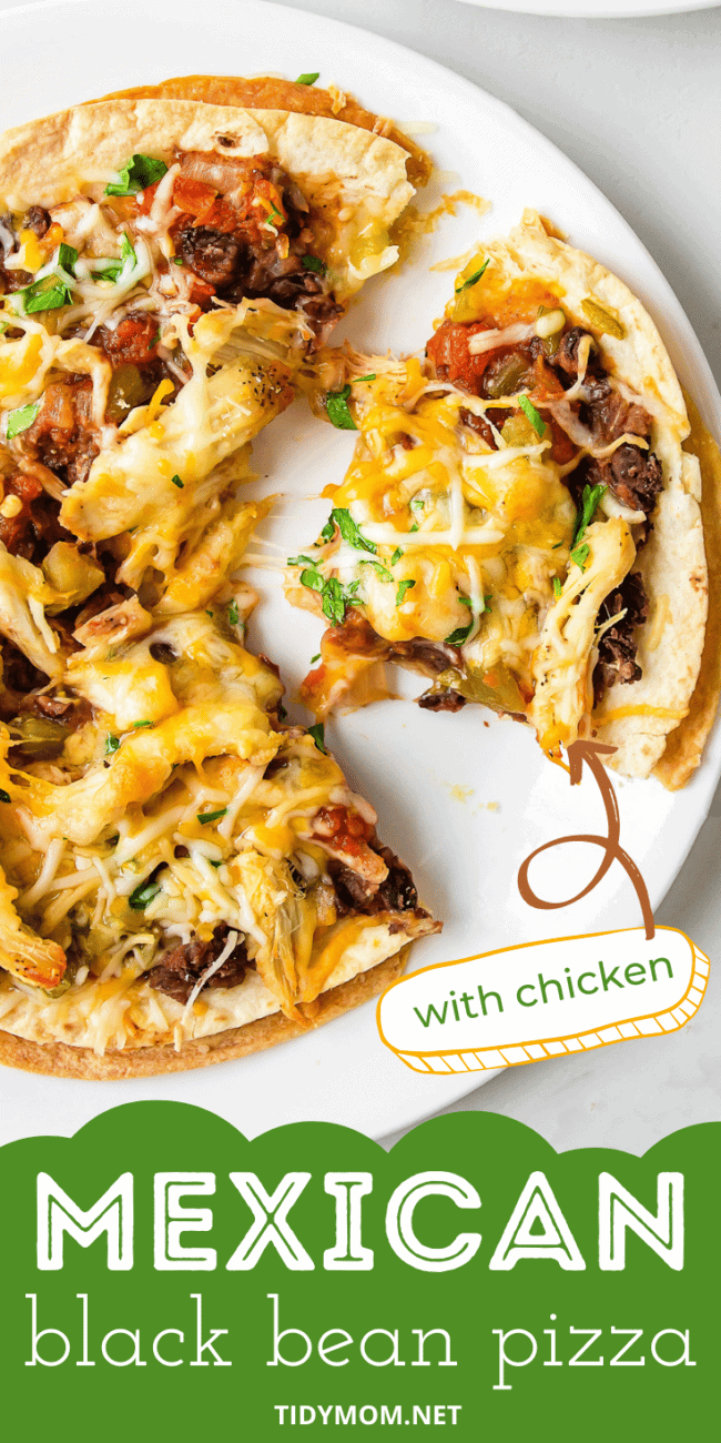 Black Bean Mexican Pizza with tortillas