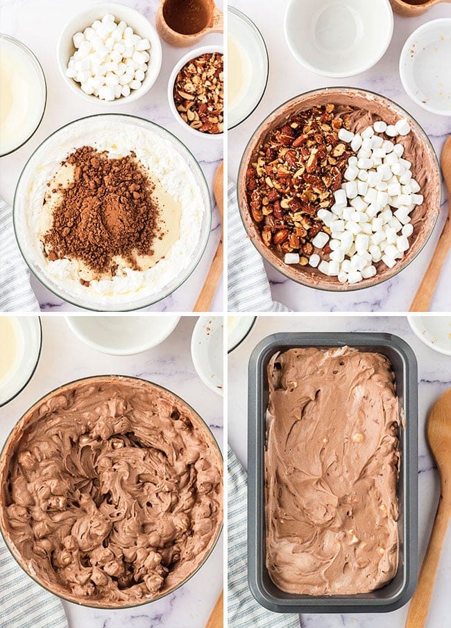 how to make No-Churn Rocky Road Ice Cream photo collage