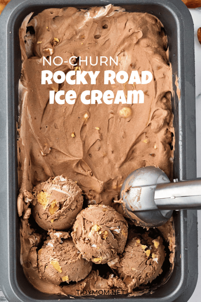 frozen pan of Rocky Road Ice Cream