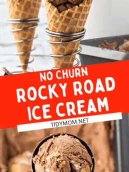 scoops of Rocky Road Ice Cream recipe without a machine