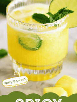spicy pineapple margarita with salt rim
