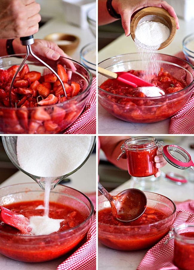 How to make Strawberry Freezer Jam photo collage