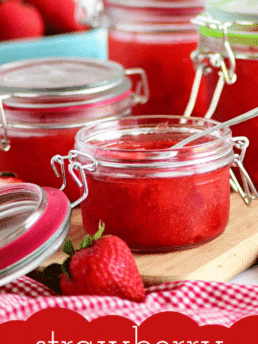 jars of homemade strawberry jam