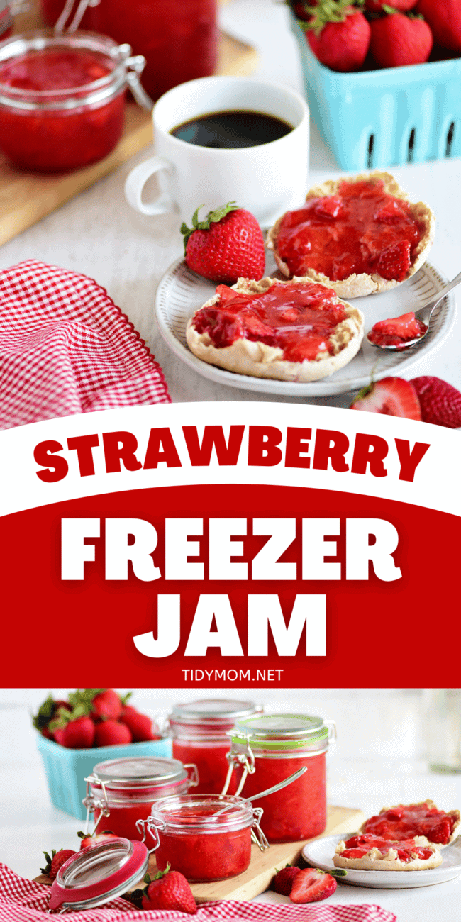 strawberry freezer jam photo collage