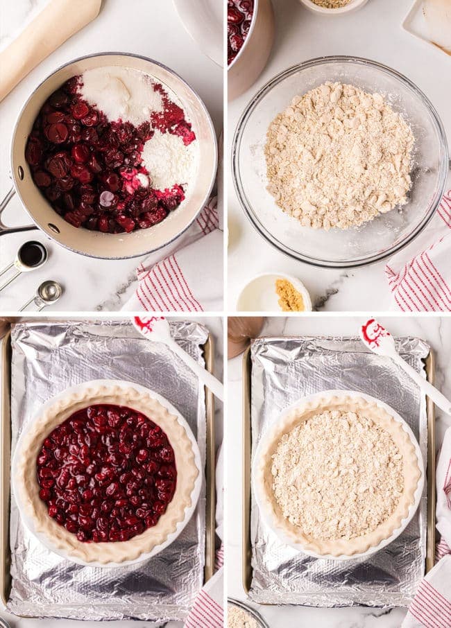 how to make Cherry Crumb Pie photo steps collage