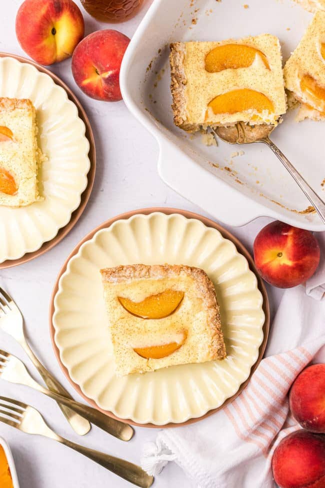 peach kuchen plated