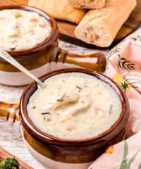 a warm bowl of Creamy Chicken And Wild Rice Soup