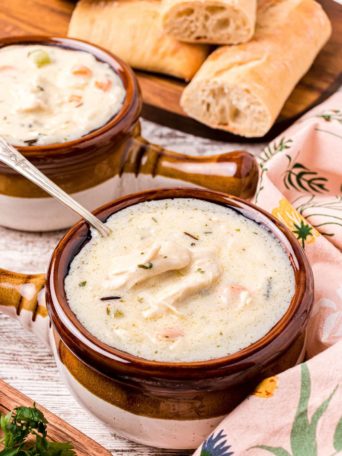 a warm bowl of Creamy Chicken And Wild Rice Soup