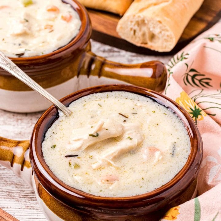 a warm bowl of Creamy Chicken And Wild Rice Soup