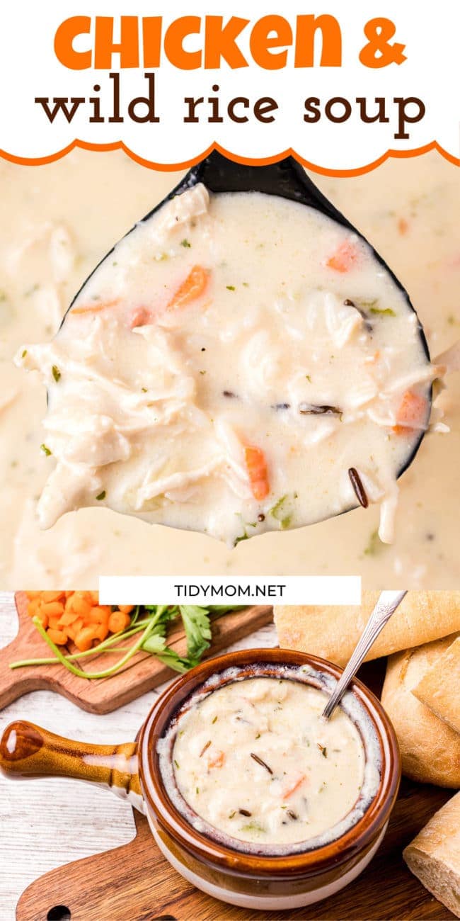 Bowl of Panera Creamy Chicken And Wild Rice Soup copycat recipe