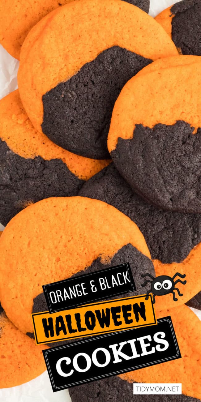 Orange and Black Halloween Cookies close up