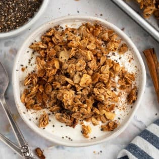 healthy homemade granola with cinnamon and sugar
