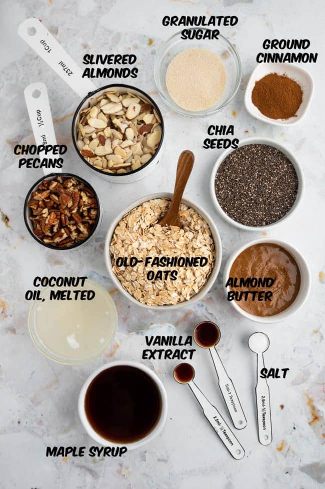 ingredients for making Snickerdoodle Homemade Granola