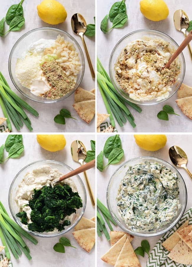 how to make Knorr creamy spinach dip photo collage
