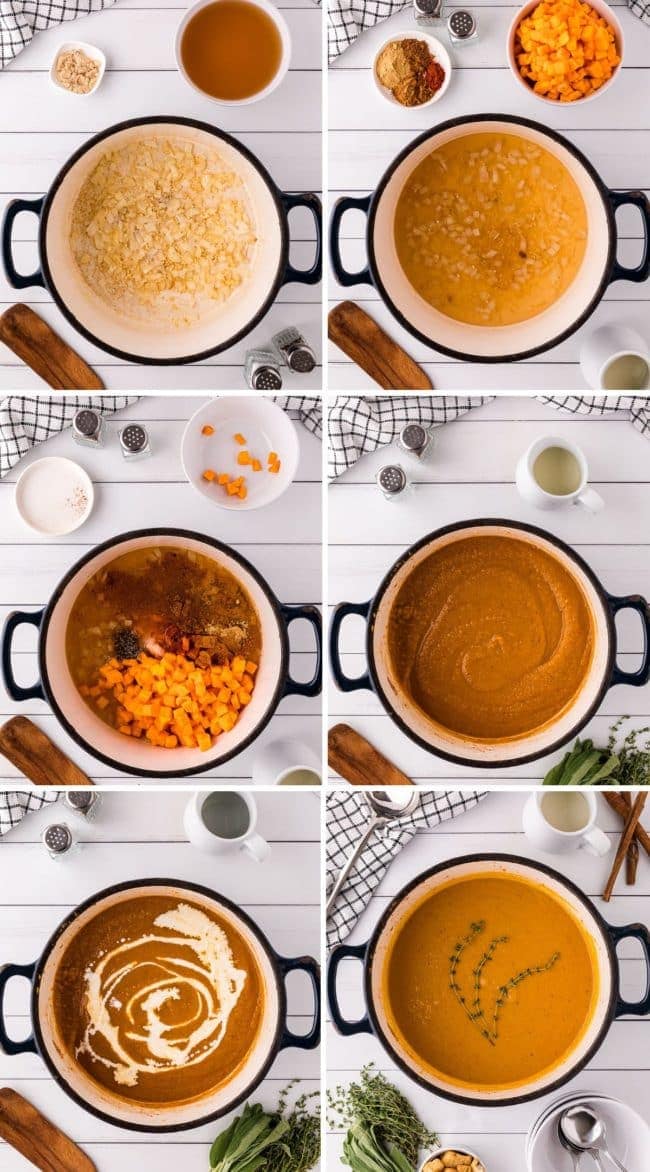 how to make butternut squash soup on the stovetop photo collage