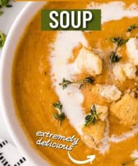 a bowl of easy butternut squash soup