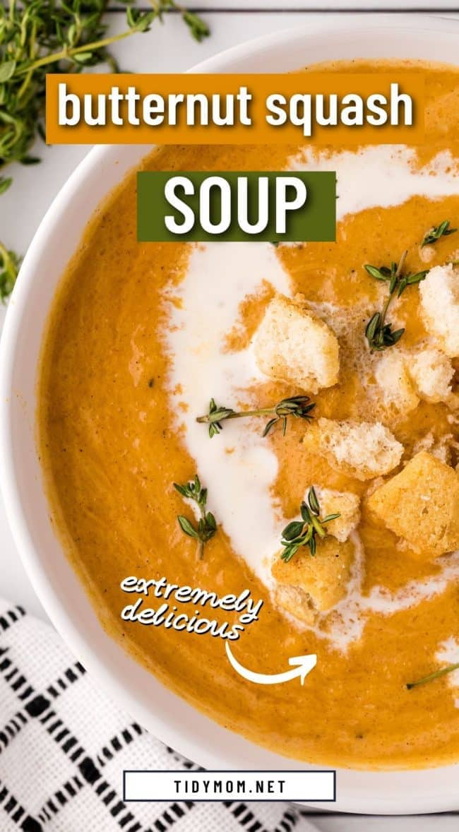 a bowl of easy butternut squash soup