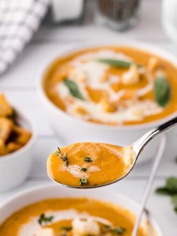a spoonful of butternut squash soup