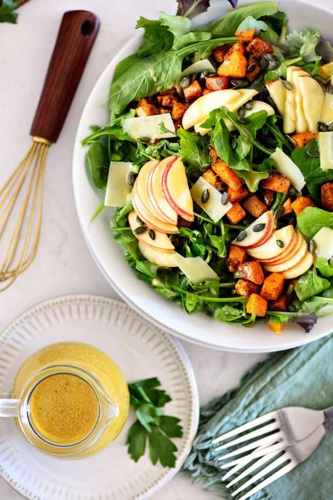 Asian Mustard Greens Salad with Cider-Dijon Dressing