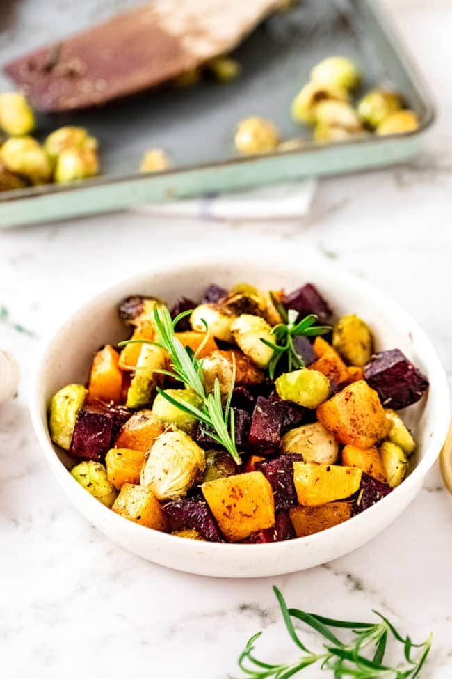 roasted Fall vegetables in a bowl