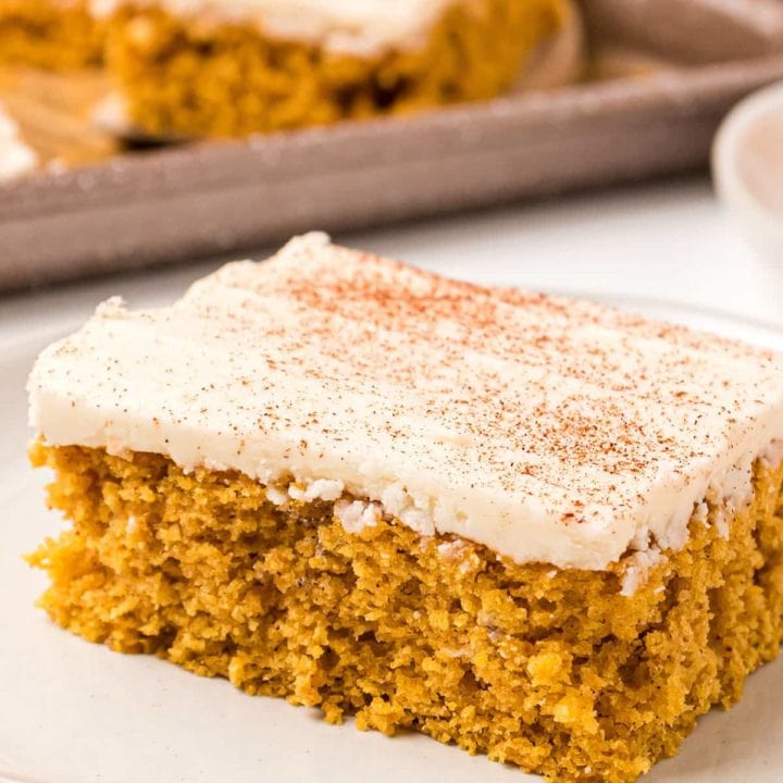 Easy Spiced Pumpkin Bars with Brown Butter Frosting close up