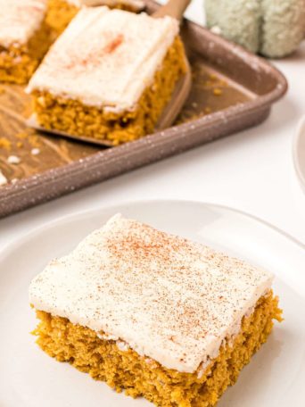 serving of a pumkin bar on a white plate