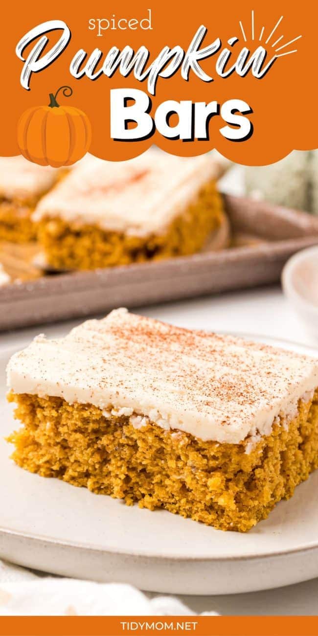 close up of a Pumpkin Bar with browned butter frosting
