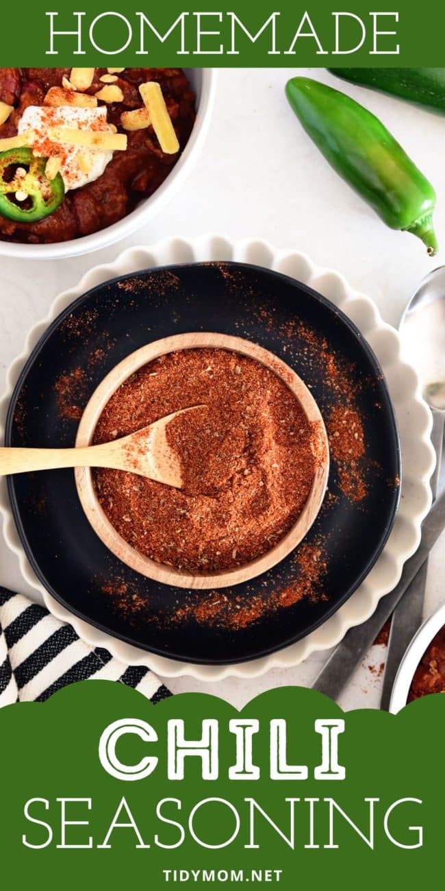 small wooden bowl with homemade chili seasoning mix