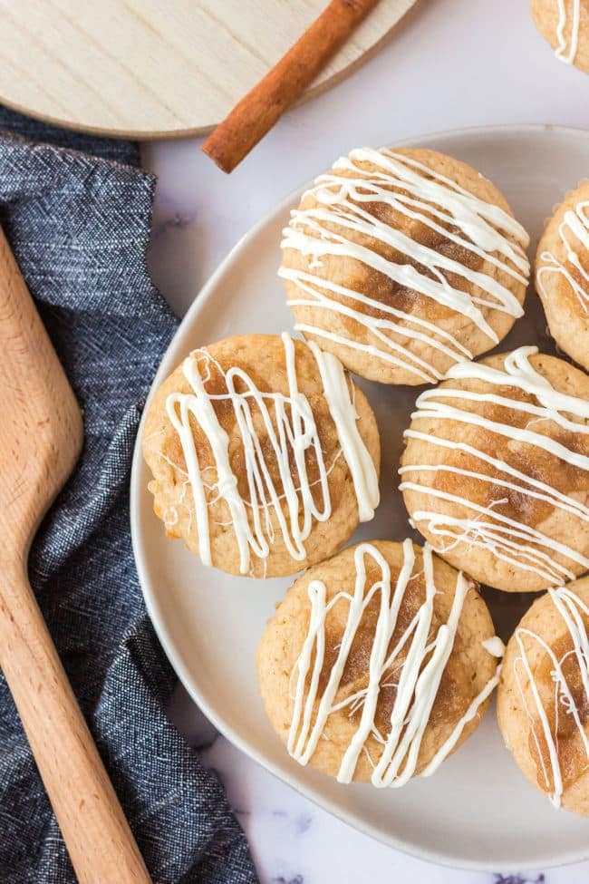platter of cinnamon roll muffins