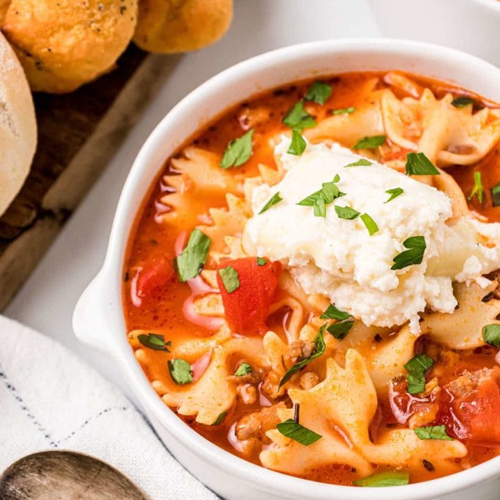 Homemade lasagna soup with Italian sausage