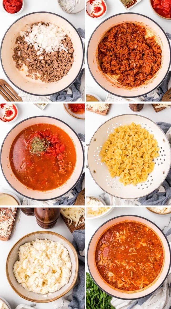 how to make lasagna soup photo collage