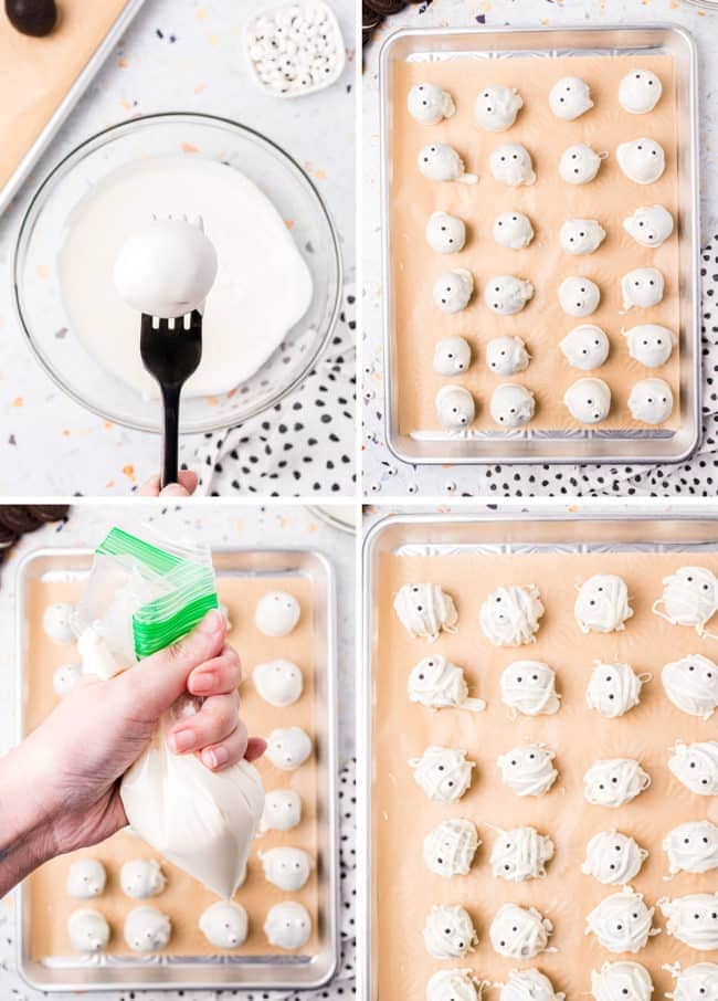 How to make mummy oreo truffles photo collage