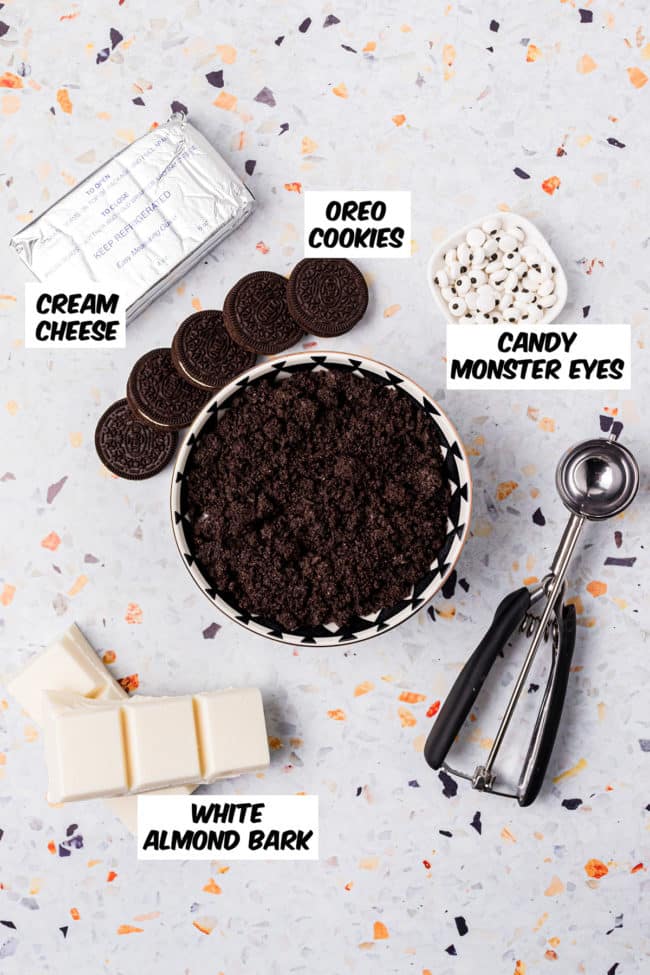 ingredients to make mummy oreo truffles