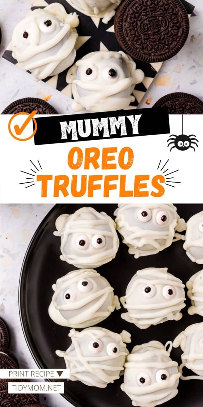 Fun Halloween mummy truffles made with Oreo cookies