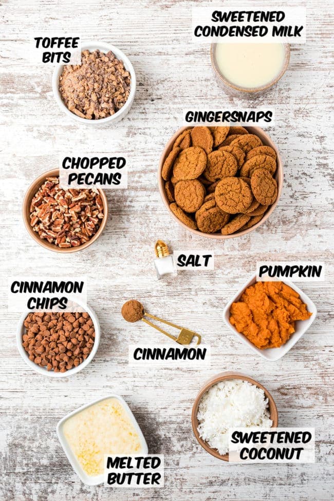 ingredients for Pumpkin Magic Bars