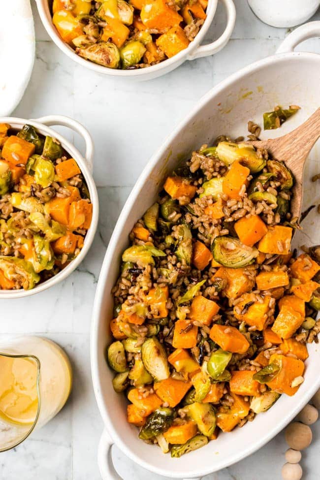Roasted Brussels Sprouts And Sweet Potatoes holiday side dish