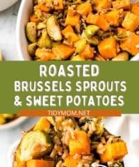 Roasted Brussels Sprouts And Sweet Potatoes With Wild Rice photo collage